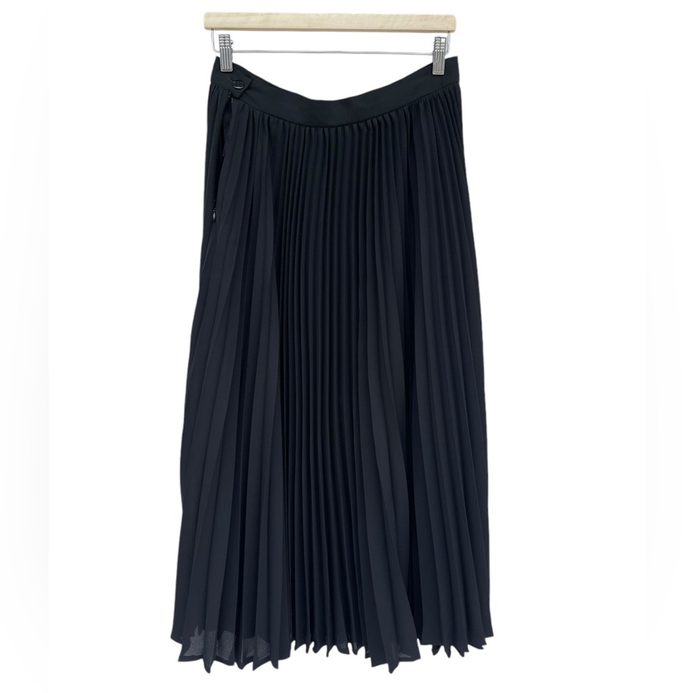 Escada Margaretha Ley Pleated Midi Skirt Black Size 44 Designer Classic